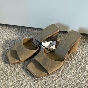 Zara Suede Square Toe Heel Sandals, sz 9